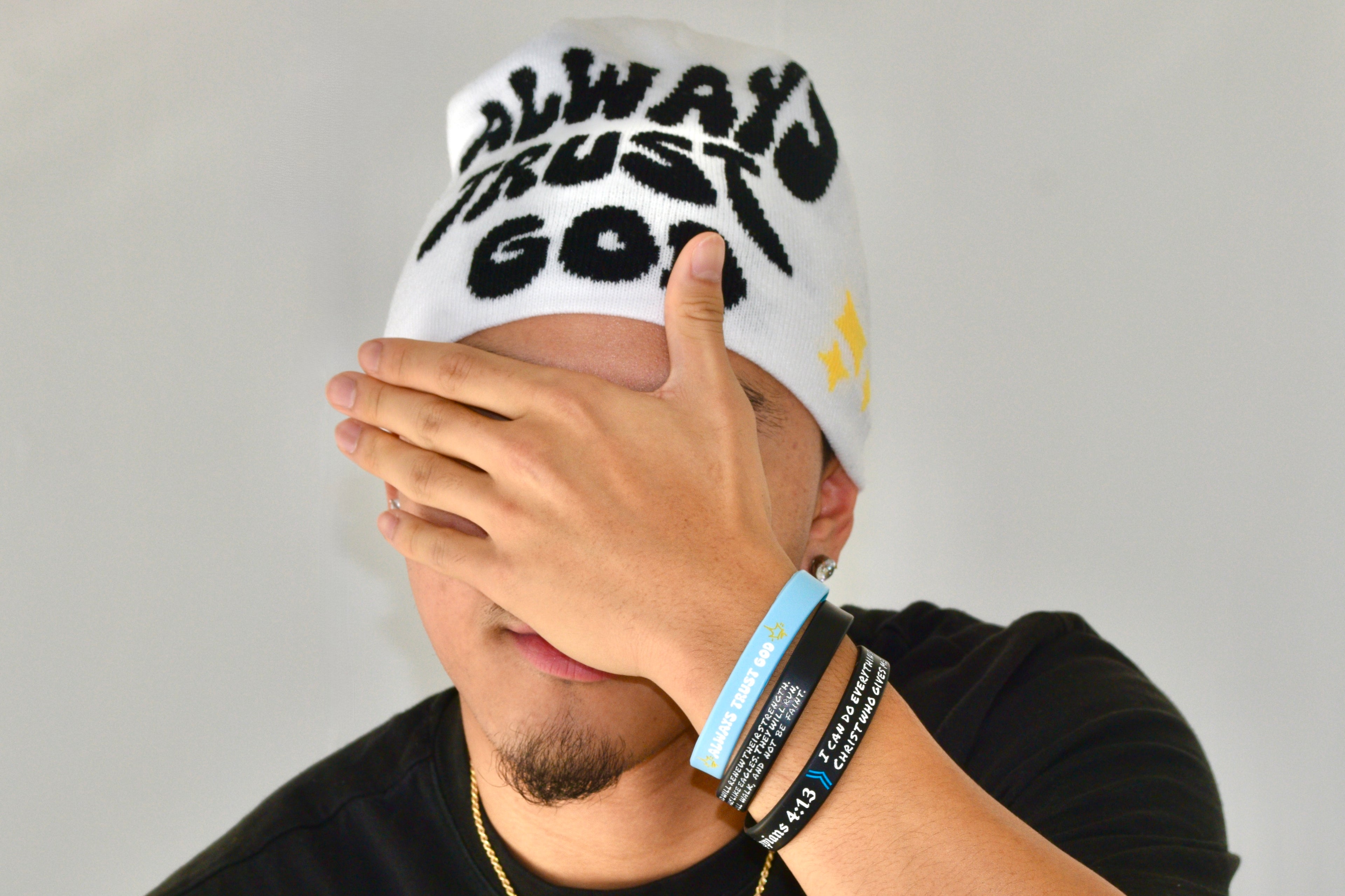 Always trust God Beanie ( white )