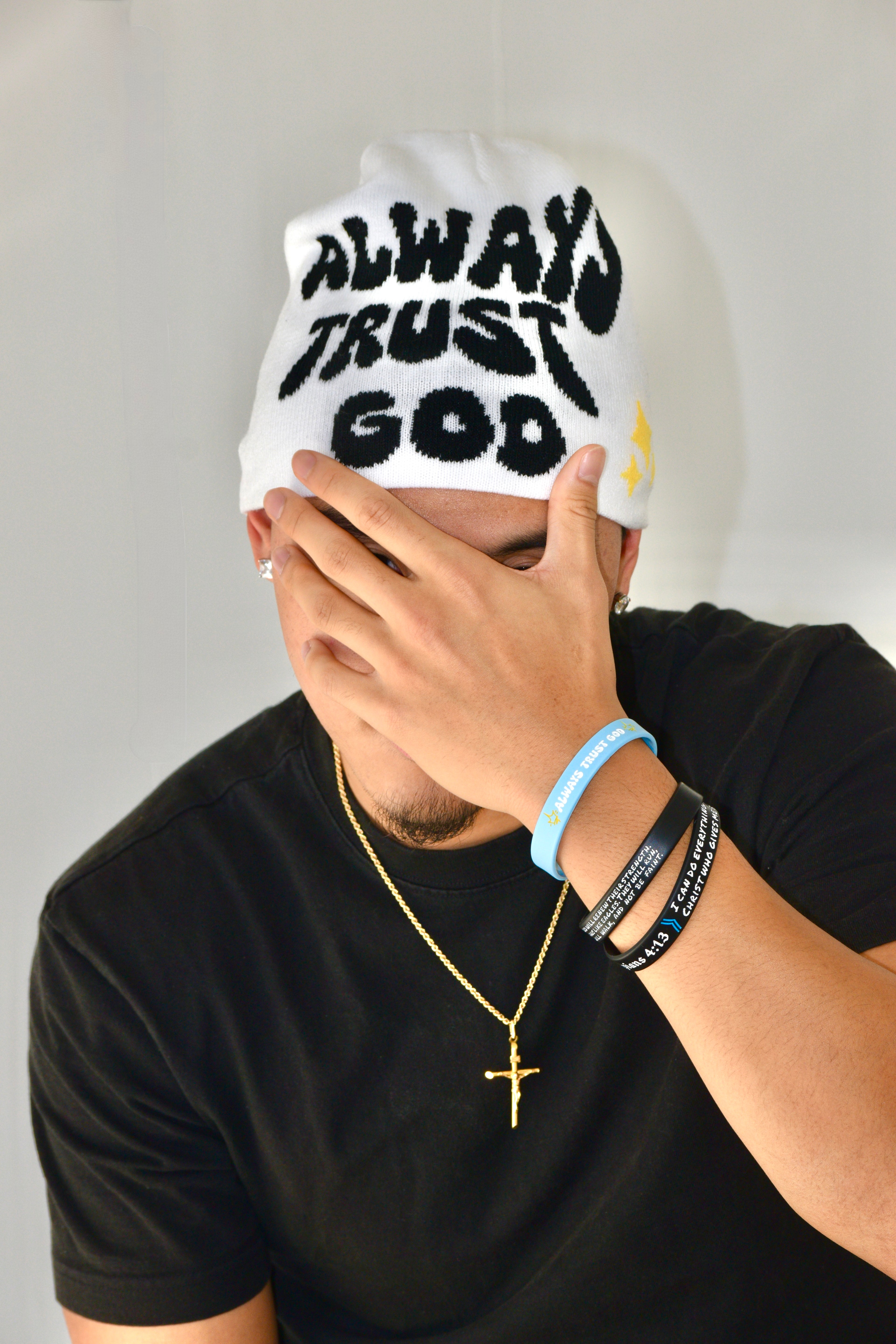 Always trust God Beanie ( white )