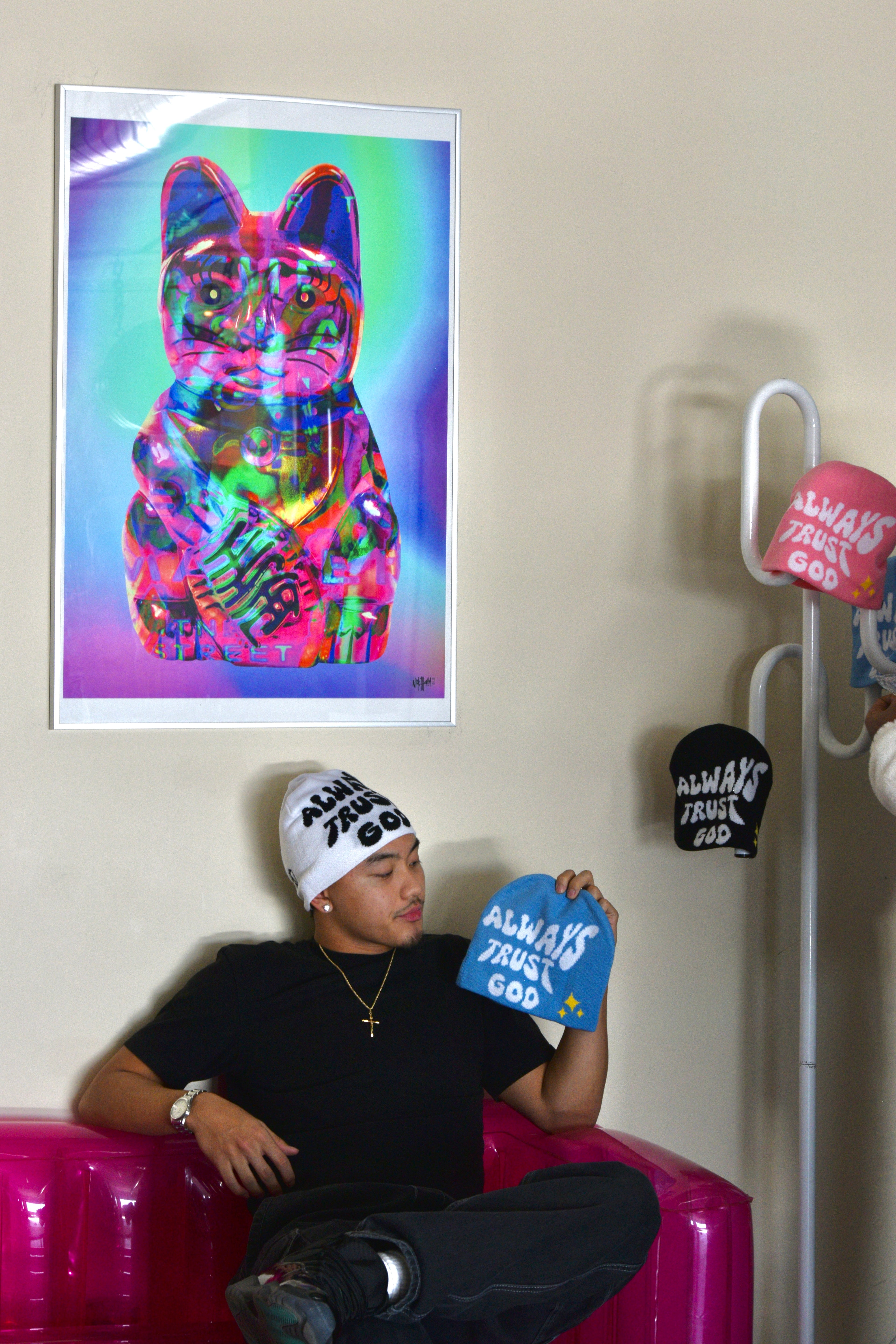 Always trust God Beanie ( blue )