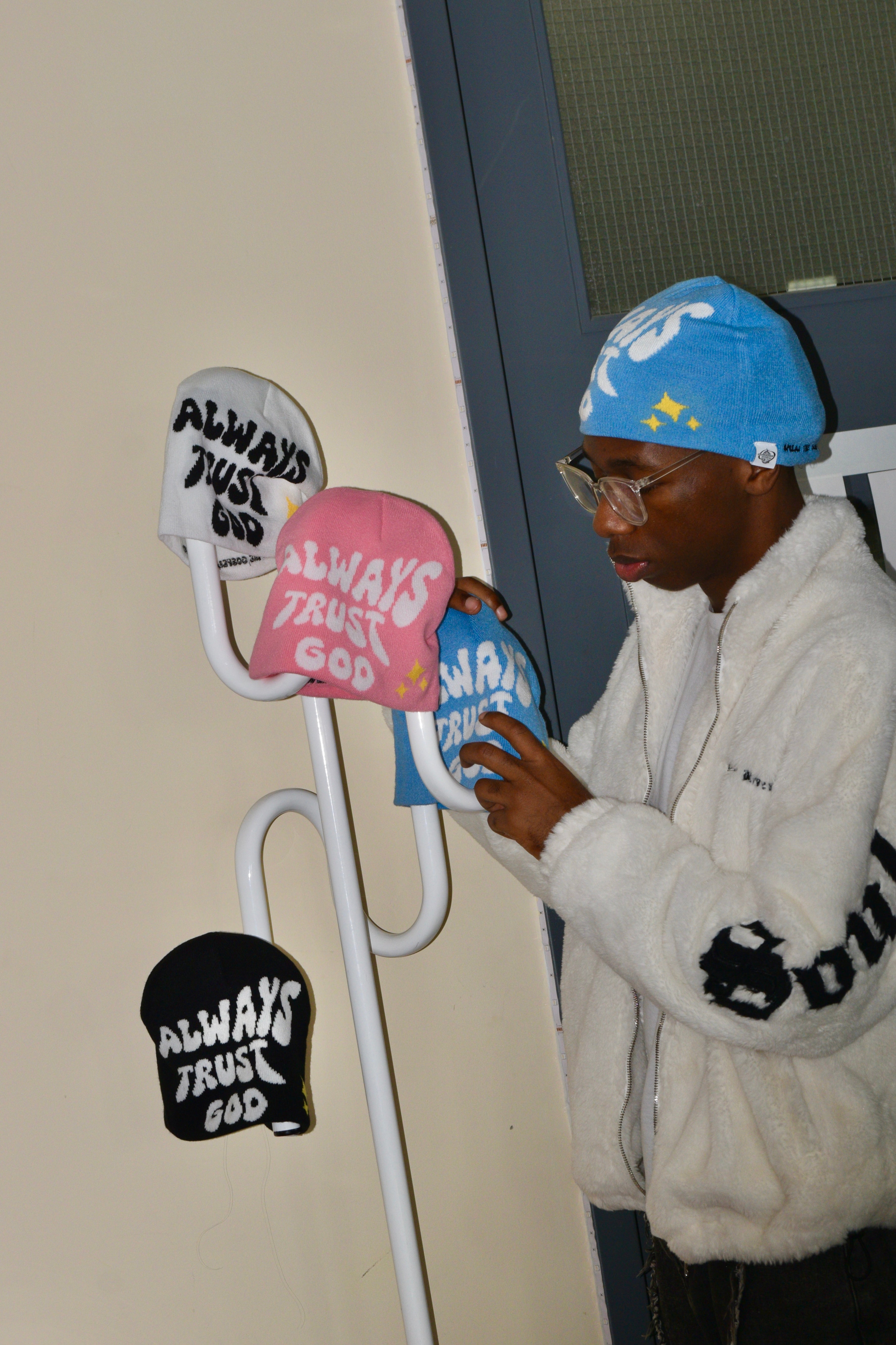 Always trust God Beanie ( blue )